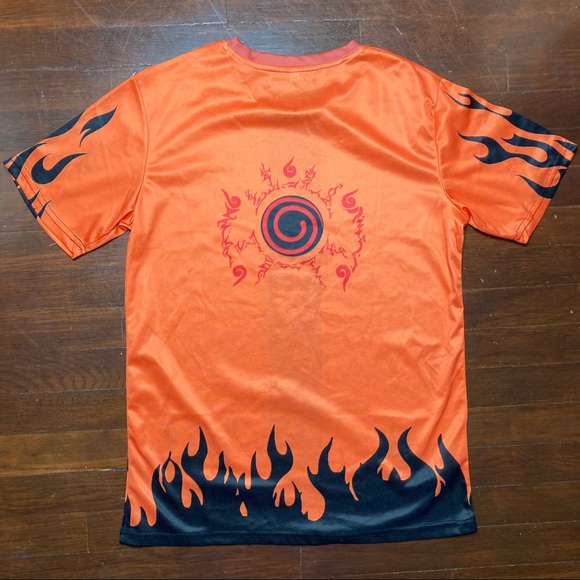 Preloved Naruto Leaf Village Full Flame Print Jersey Shirt - Picture 3 of 4